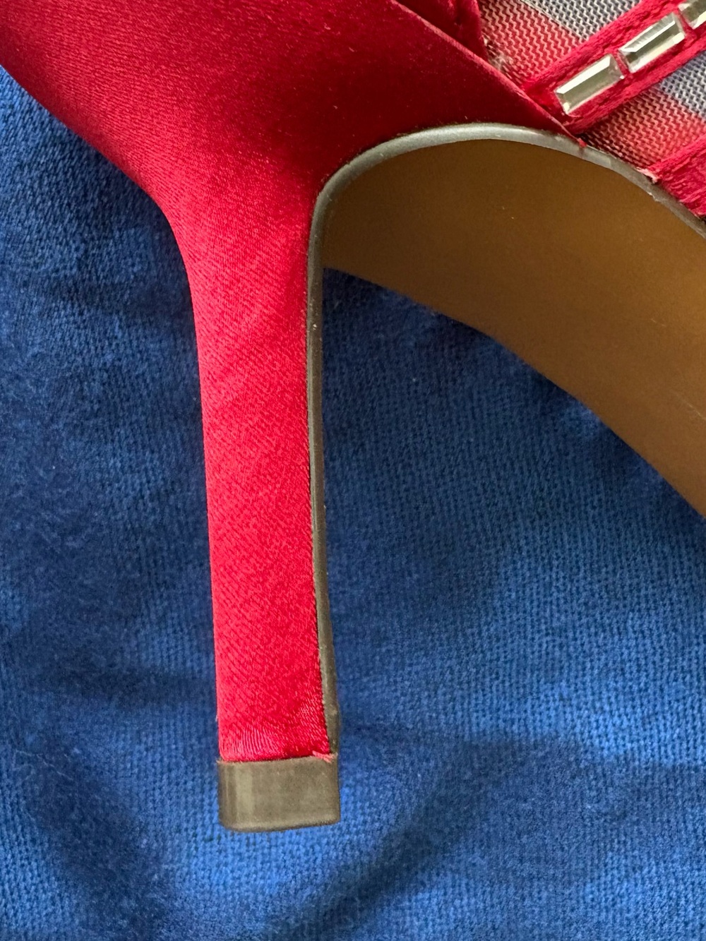 Paelo Red Crystal-Strap Pointed Toe Heels - Picture 4 of 5